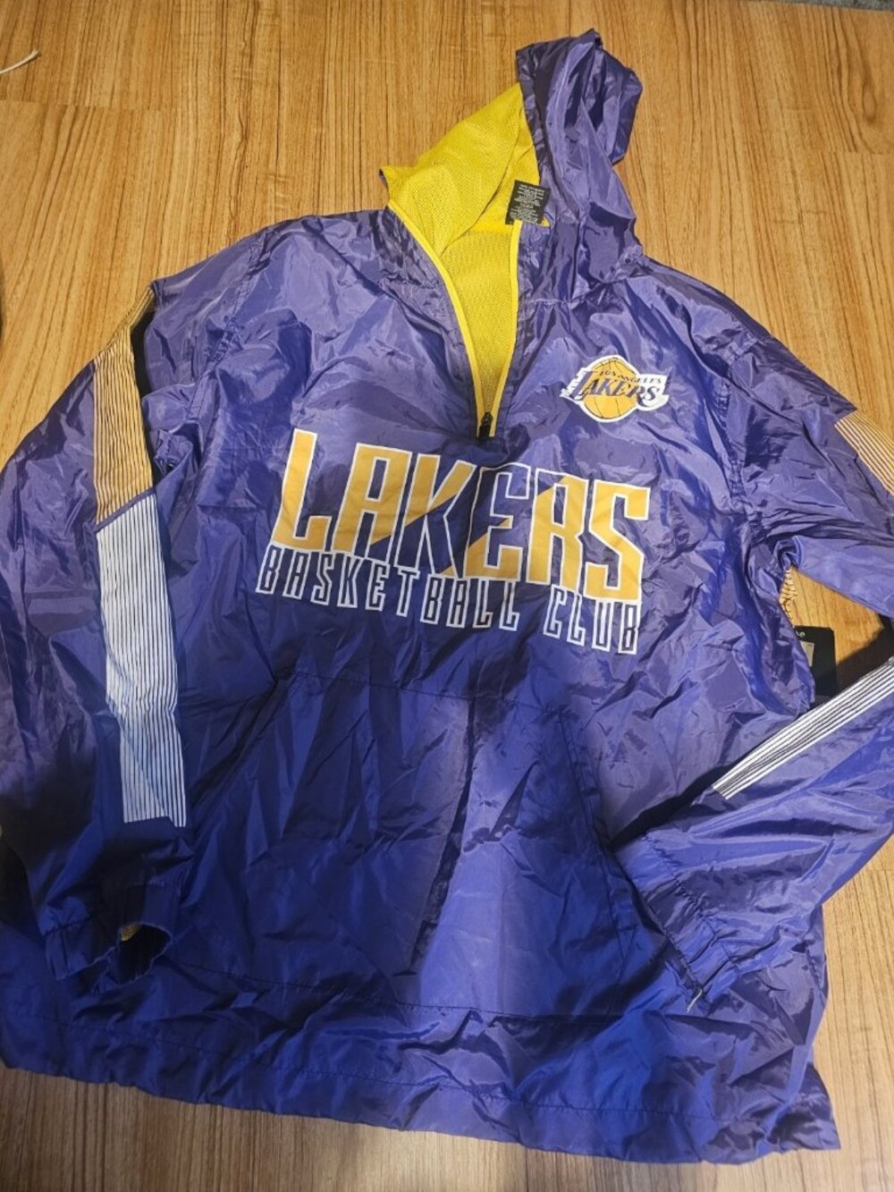 Los Angeles Lakers Basketball Club Windbreaker 1/4 Zip Jacket NBA Size Small